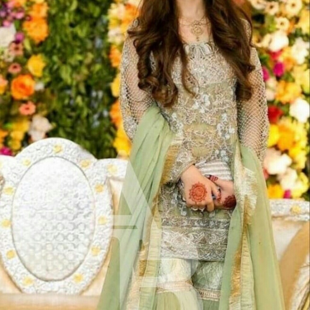 Net heavy embroidery Pakistani shalwar kameez